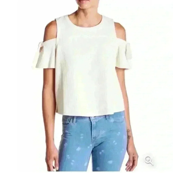 Madewell Size XS Ivory Cold Shoulder Top - Picture 2 of 7